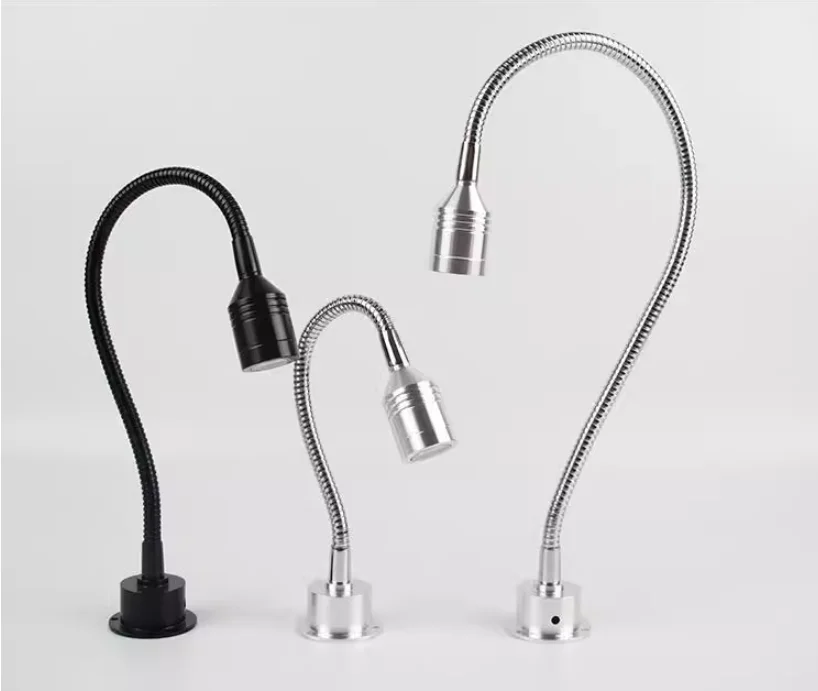 LED Wall Lights With Knob Switch Dc12V 110v 220V Silver Bedroom Bedside Reading Light Direction Adjustable Indoor Lighting
