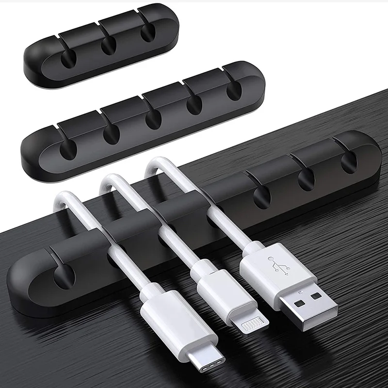 실리콘 케이블 정리용 USB 와인더, 깔끔한 데스크탑 관리 클립 홀더, 마우스 키보드 이어폰 헤드셋