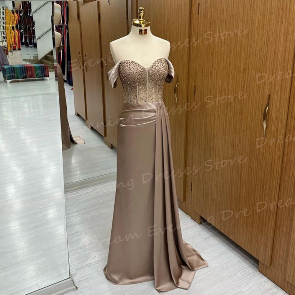 

2024 Generous Graceful Women's Mermaid Charming Evening Dresses Pretty Sweetheart Beabed Prom Gowns Pleated Vestidos De Noche