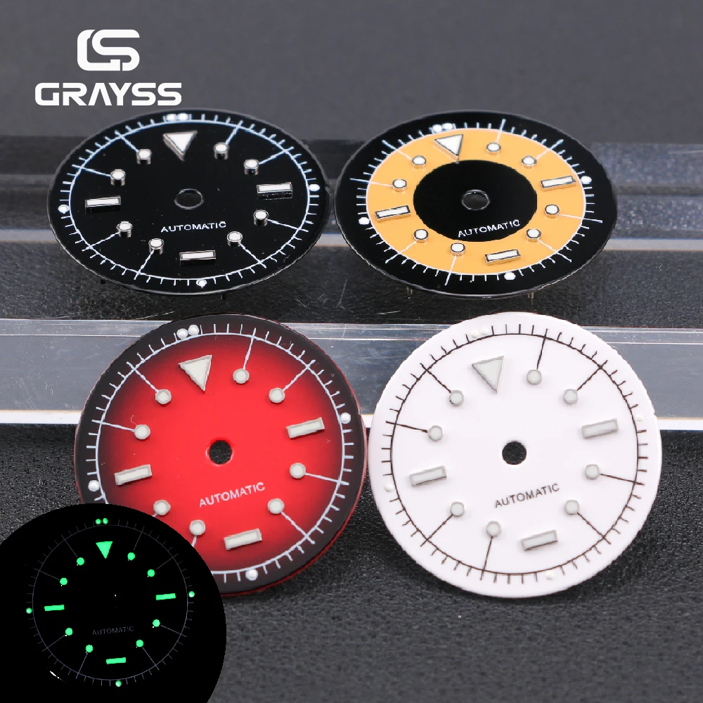 Nologo Wine-Red Enamel Dial with White Markings and C3 Lume for Watch Modification Accessories
