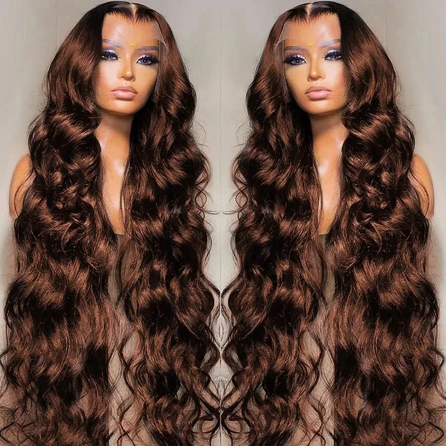 

13x4 Brown Lace Front Human Hair Wigs For Women Brazilian Pre Plucked Glueless 34 30 Inch 4x4 Body Wave 13x6 Hd Lace Frontal Wig