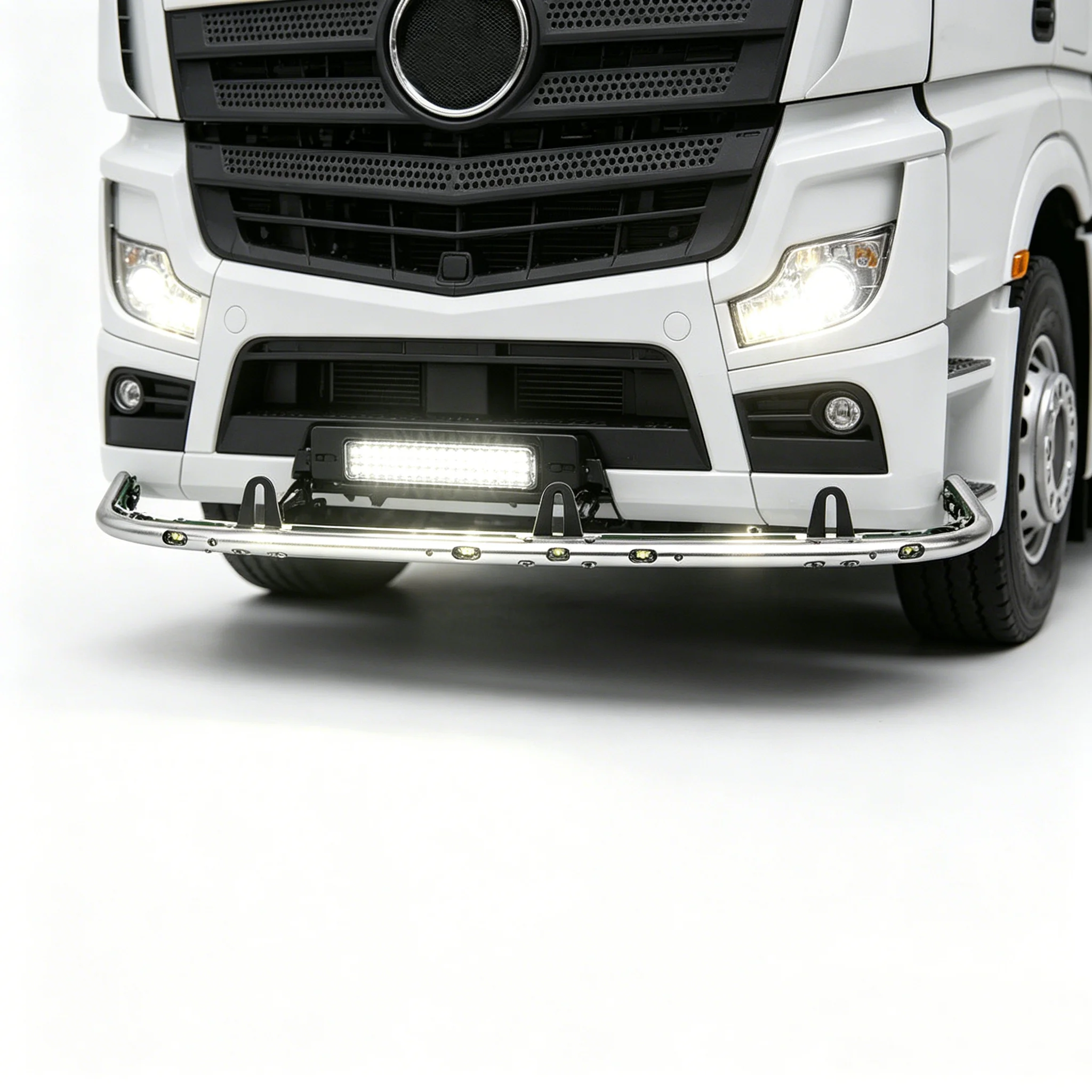 RC 1/14 LESU Metall-Frontstoßstange mit Scheinwerfern für Tamiya Muldenkipper für SCANIA 770S MAN VOLVO Truck Tripper DIY-Teile