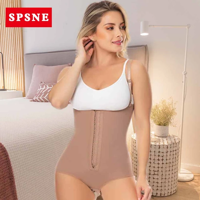 Girdle With 2 Line Hooks Free Breasts Perineal Opening Crotch One-Piece  Off-Shoulder Tights Front