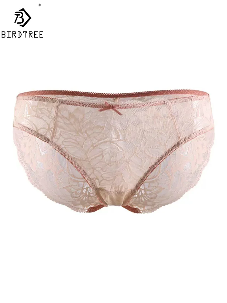 

BirdTree Crotch 100%Real Silk Everyday Briefs, Women Low Waist Embroidery Lace, Sexy Bow Underwear, 2024 Spring Summer P440115QM