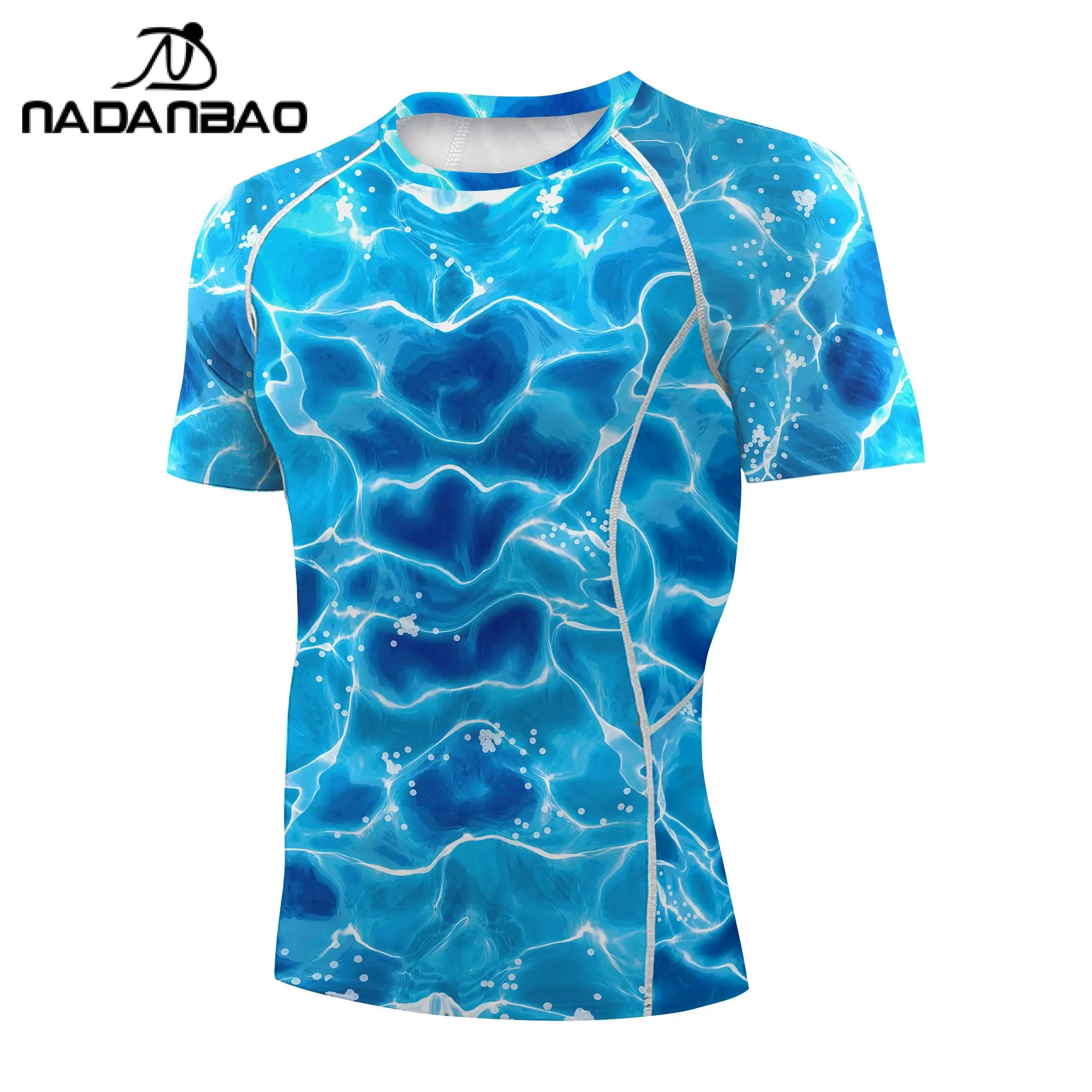 Nadanbao Men Outdoor Fashion Bodysuit Swimsuits Party Swimwear Fitness T-Shirt Beach Gym Top Surfing Quick Drying Clothing