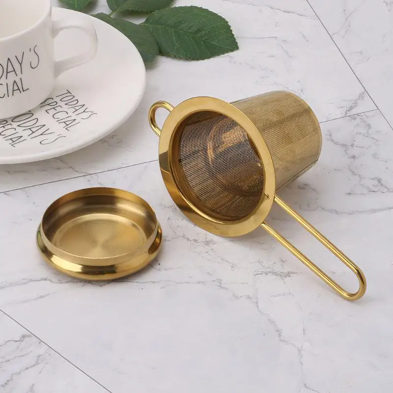 Reusable Mesh Tea Infuser Stainless Steel Strainer Loose Leaf Teapot Spice Filter with Lid Cups Kitchen Accessories tea infuser tea strainer tea filter