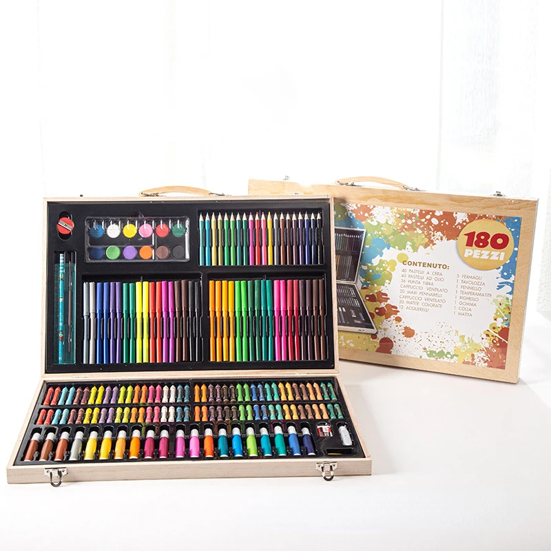 

Wooden Box Paintbrush Set Watercolor Crayon Oil Painting Set Art Supplies Paintbrush Children's Paintbrush Set