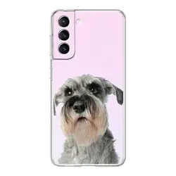Clear Soft Cover Phone Case with Cartoon Schnauzer Dog Design - Samsung S21Ultra (B3)