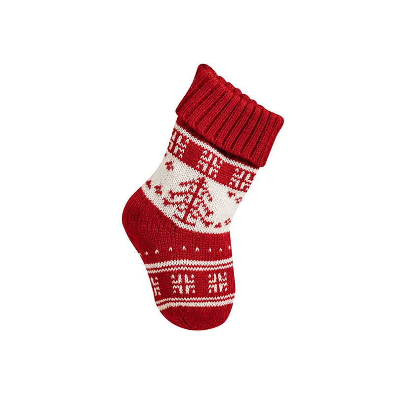 Knitted Christmas Socks Christmas Decoration Christmas Gift Bag Knitted Red Socks Pendant Decoration