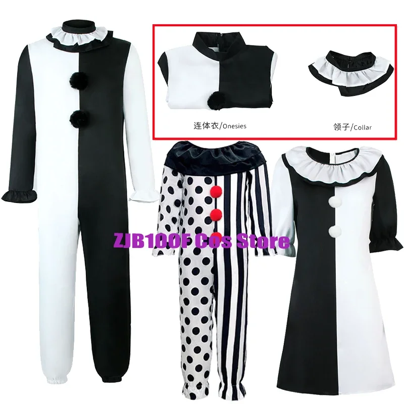 

Special Offer Terrifier Cosplay Anime Clown Joker Costume Dress Jumpsuit Set Halloween Party Prop for Women Men Kid