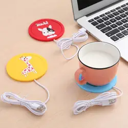 Novel USB Power Suply Tea Coffee Cup Mug Warmer Heating Cup Mat Pad Coasters for Office Gadget Cartoon Wood Grain Mug