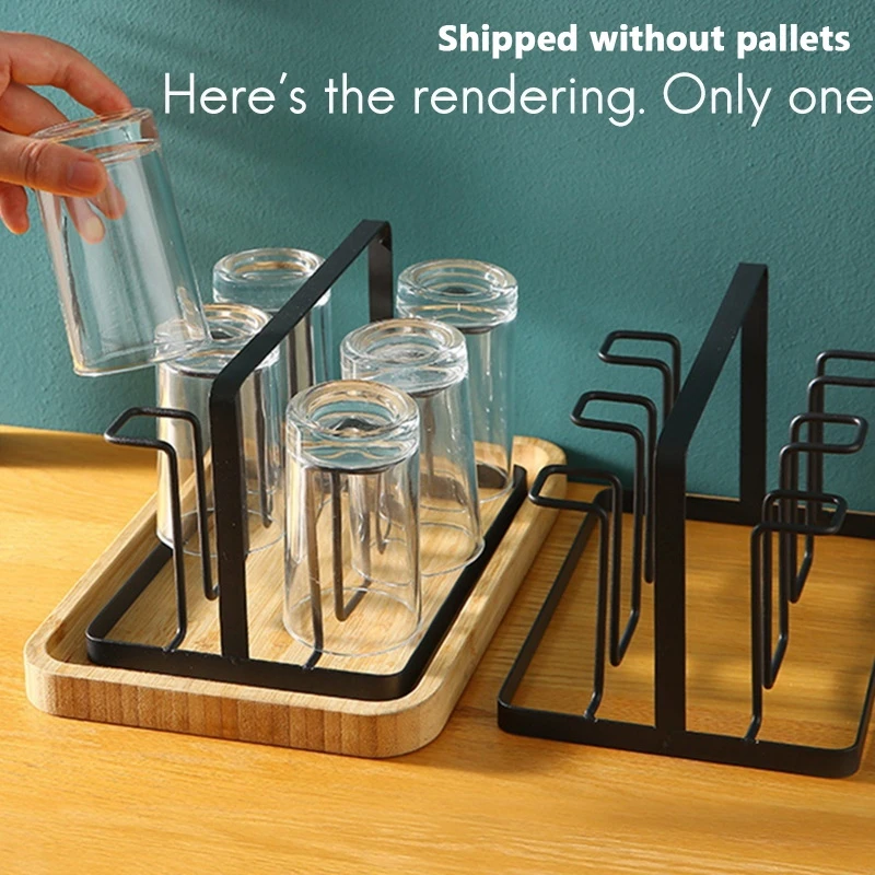 6 Glass Cups Stand Holder Drying Shelf Kitchen Water Cup Rack Home Hanging Drainer Storage Rack Accessories