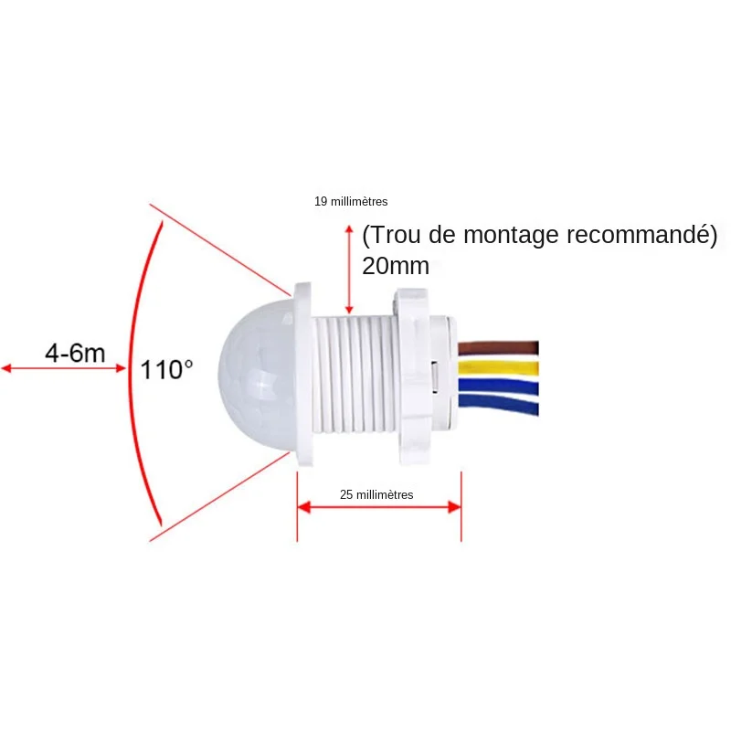 AC110-240V 적외선 모션 자동 조명 센서, IR 감지기 스위치 제어, 천장 조명, 인체 자동 유도