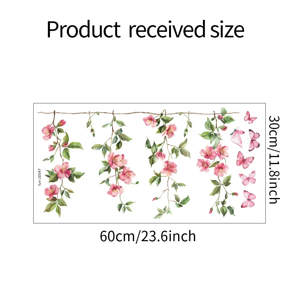 Flower Branches Vine Glass Windows Home Landscaping Decoration Electrostatic Uv Window Stickers 1PCS