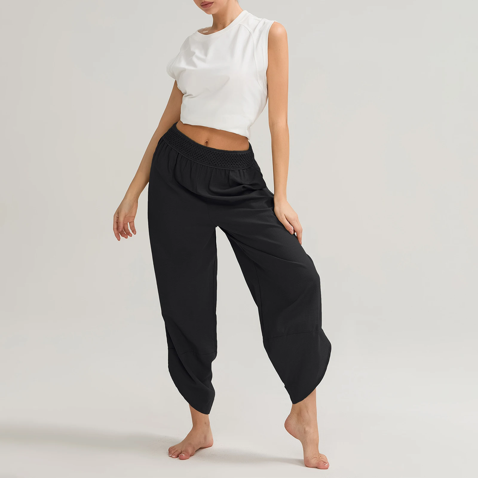 Women Low Waist Baggy Trousers Harem Pants Casual Hippy Loose Trousers Bohe Elastic Waist Loose Meditation Pants Sweatpants