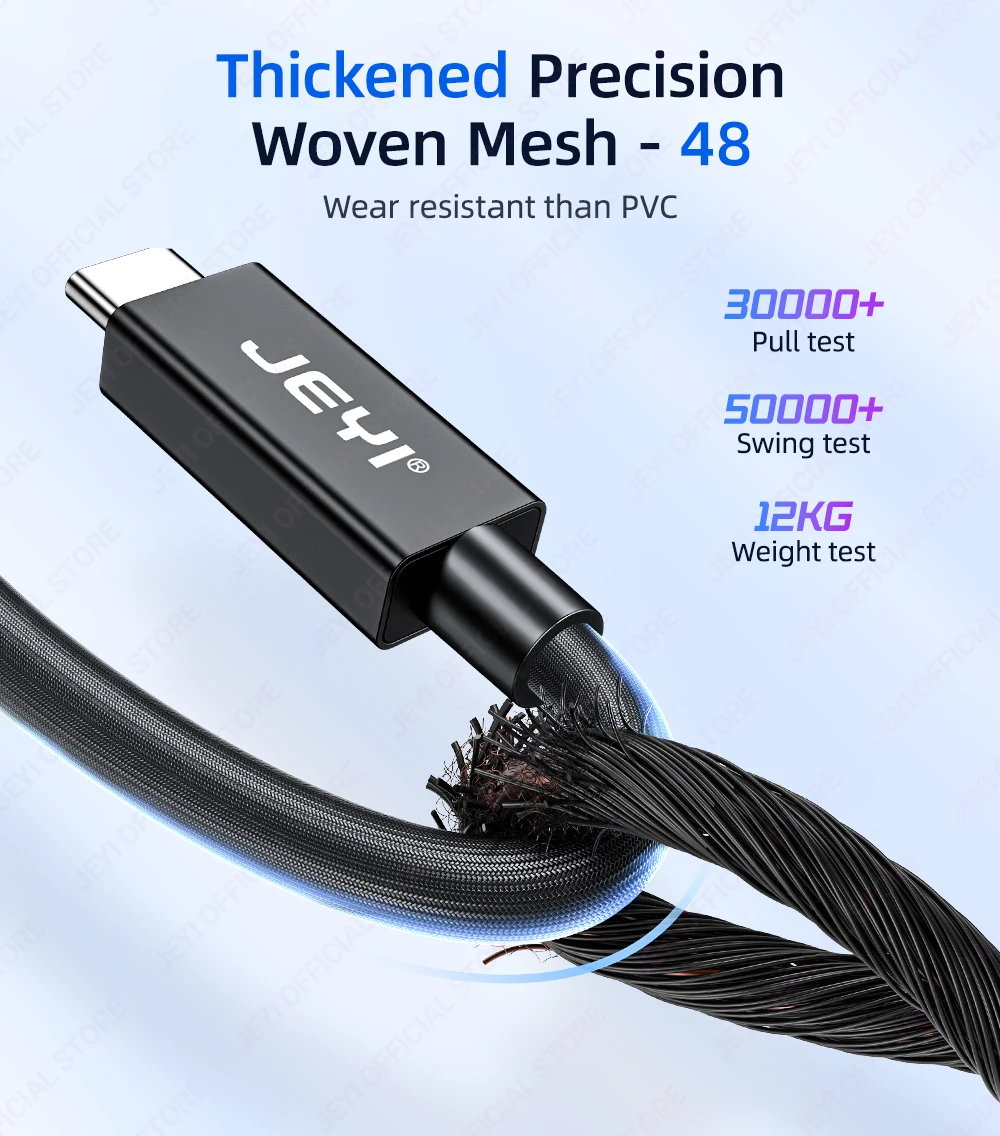 JEYI 80 Gbit/s TB 5 geflochtenes Nylonkabel, 120 Gbit/s Bandbreite für 16K Dual 8K, PD 240 W Schnellladung – Detail 9