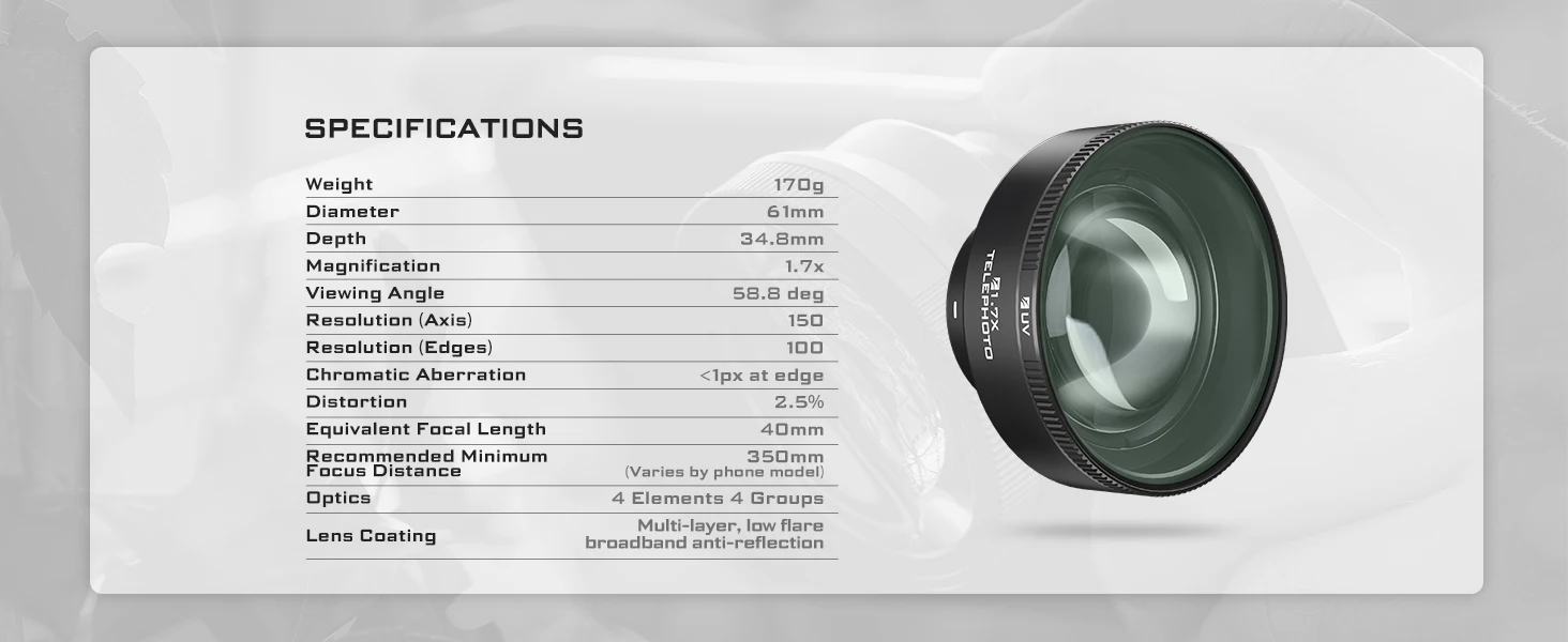 Samsung F-Mount Phone case Photography Kit Long Range Macro Lens and 1.7x Teleph