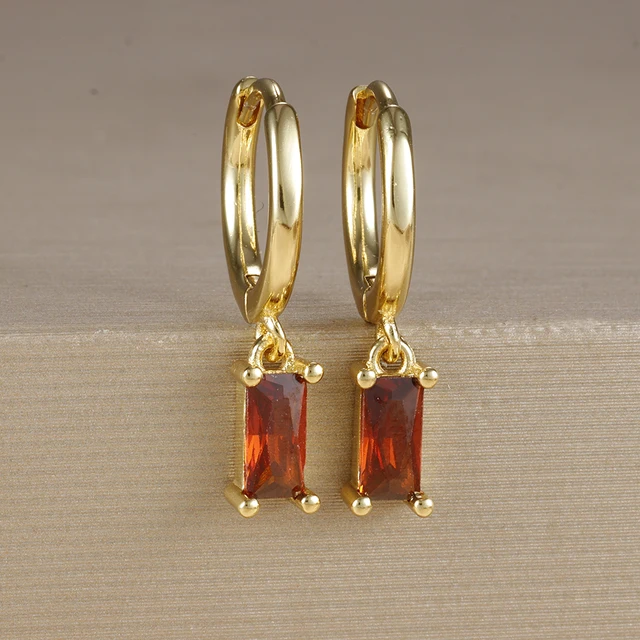 87238-b21b36.jpg Boucles d'oreilles carrées suspendues en acier inoxydable, 2 pièces, pierre d'anniversaire de décembre, chaîne en zircone cubique, fleur, bijoux de perçage