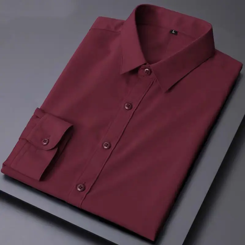 

High Quality Long Sleeve Men's Casual Shirts Regular Fit Plus Size Summer Light Weight Social Work Business Dress Shirt A16