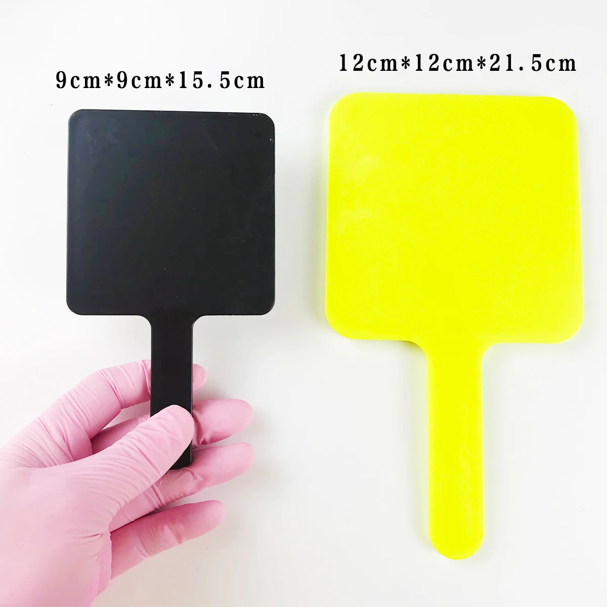 Wholesale Customize Brand Logo Cool Cute Handle Square Mirrors  Black Heart  Mirrors For Hair/ Cosmetic/Beauty  Boutique  Vendor 4