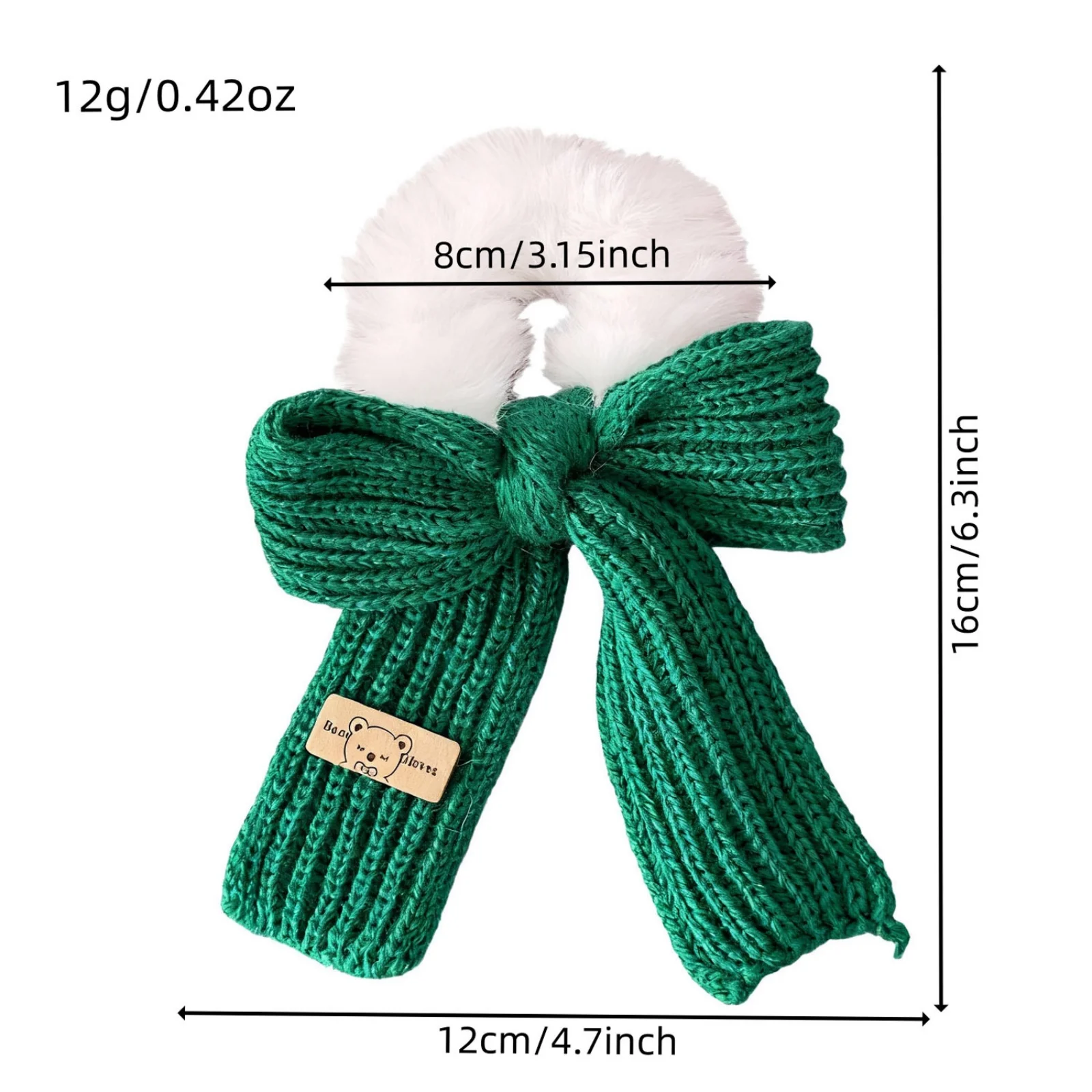 1/2PCS Christmas Knitted Bow Hair Scrunchies, Fuzzy Fur Elastic Hair Ties, Red Green Festive Hair Accessories For Women