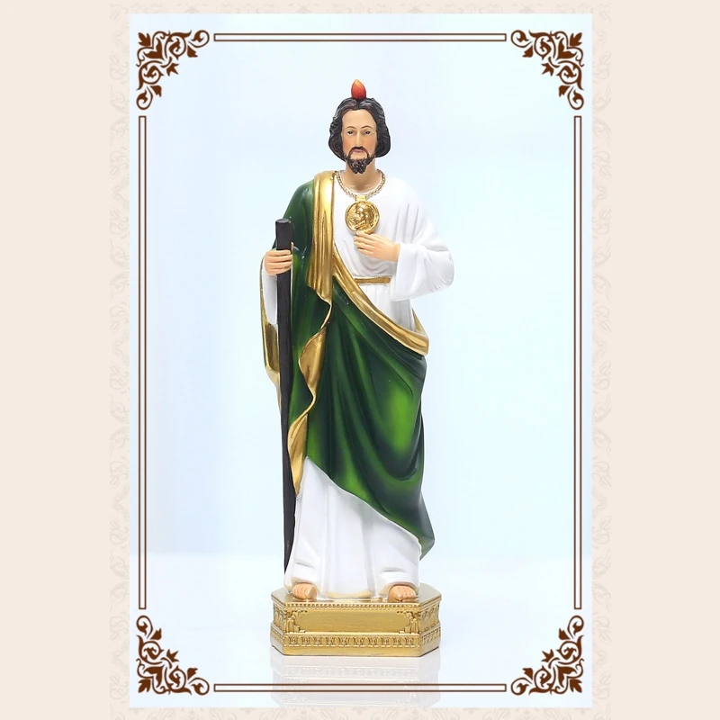 Christian Statue 95AA Saint Jude Statue Catholic Christian Hand Painted Holy Religious Figurine for Home Bedroom Church Decoration Gift