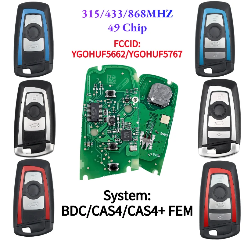 For BMW CAS4 F 3 5 7 System 3/4 Button Remote Smart Car key Fob Case shell  F10 F20 F30 F40 X5 E92 E90 Key Case Cover