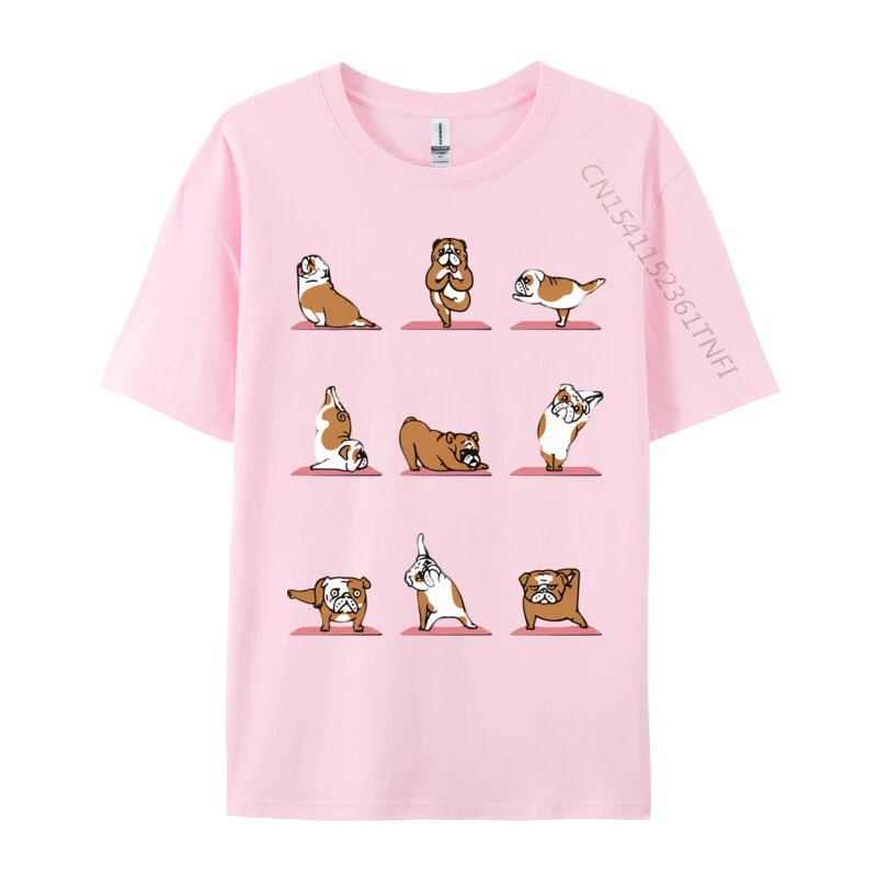 Tops & Tees EnglishBulldogYogaVintage Labor Day Cheap Unique Short Sleeve 100% Cotton O-Neck Men T-Shirt Unique Top T-shirts EnglishBulldogYogaVintage pink