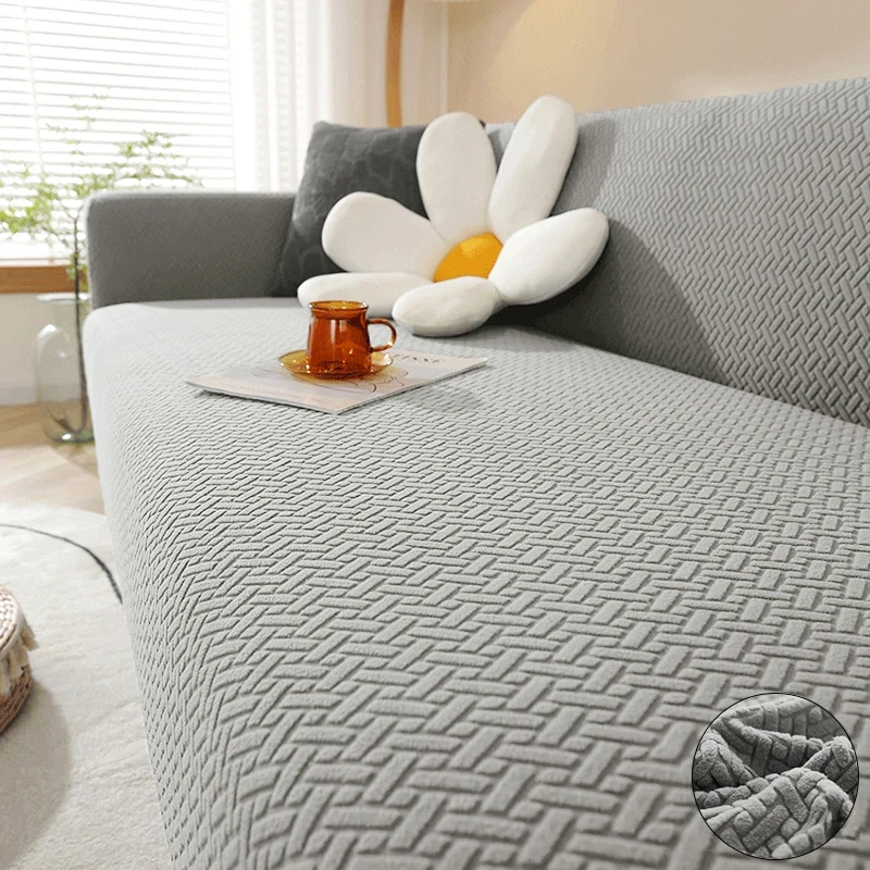 Elastic Jacquard Fabric Sofa Cover Stretch Couch Cover Sectional L Shape Sofa Slipcover Corner Case for Living Room 1/2/3/4 Seat, sofa cover