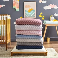 75*100cm Newborn Baby Soft Minky Dot Blanket Soft 3D Dotted Solid Color Winter Warm Velvet Stroller Blanket Covers for Kids 1