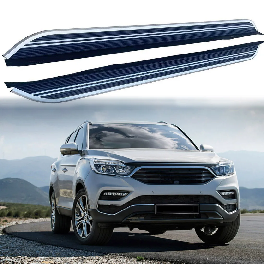 

2 шт. боковой Шаг подходит для SsangYong G4 Rexton 2018 2019 2020 2021 2022 2023 2024 подножка Nerf брусья лестницы алюминиевая педаль