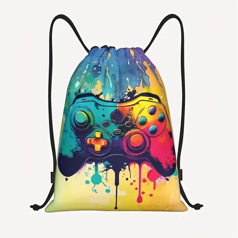 Leichte Kordelzugtasche mit Game-Controller-Aufdruck, langlebig und verschleißfest, universelle Aufbewahrungstasche für Schule und Reisen – Detail 4