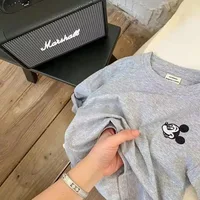 T-shirt rayé Mickye Mouse pour enfants, manches Leurs lan, manches longues, dessin animé, vêtements pour bébés garçons et filles, mode printemps, 2025 4