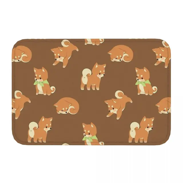 Shiba Inu Nem Csúszás Nélküli Ajtó Kislányos Shibas Fürdő Hálószoba Szőnyeg Flanel Modern Dekoráció - Image 6