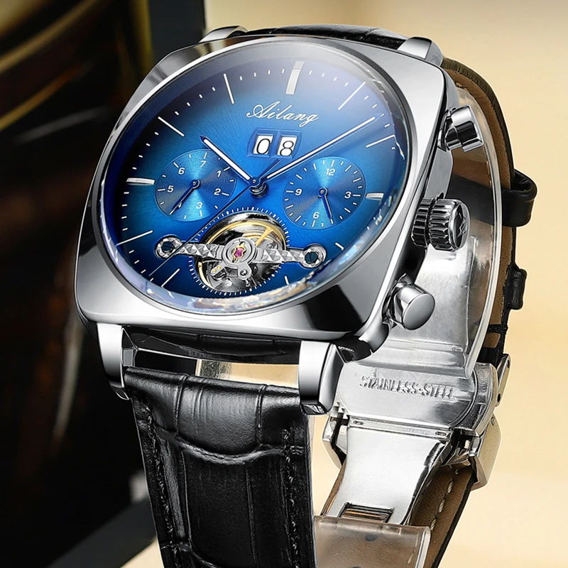 AILANG Famous Brand New Square Large Dial Mechanical Watches Luxury Leather Strap Waterproof Automatic Tourbillon Watch For Men_voghion.com