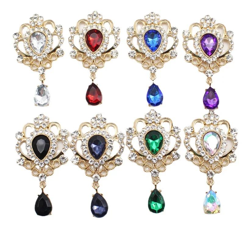 32*60mm Droplet diamond pendant accessories, flat bottom brooch accessories, DIY accessories, headwear accessories 5PCS