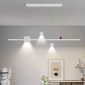 Semplicità moderna Lampadario a striscia lunga Isola della cucina Tavoli da pranzo Lampada a sospensione per casa da tè Illuminazione per interni Apparecchio a sospensione 1