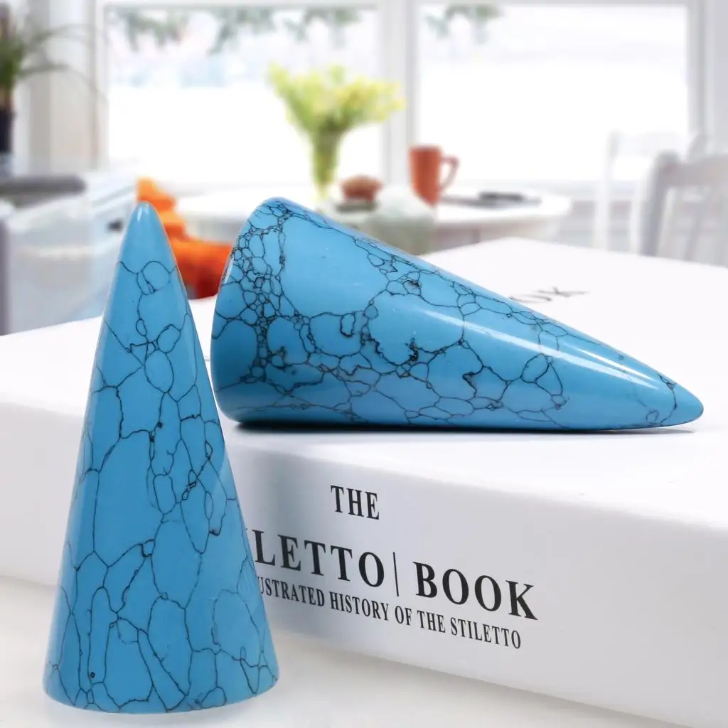 Blue Howlite Turquoise Cone Stone Ring Holder For Desktop Ornaments Home Decor
