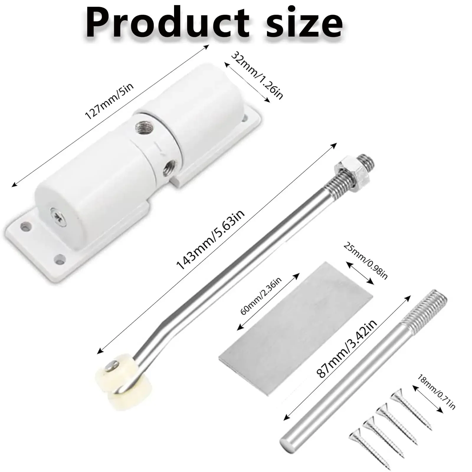 Door Closer Black, Automatic Heavy Duty Safety Spring Closer for Interior Exterior, Automatic Adjustable Closer, Surface Mounted