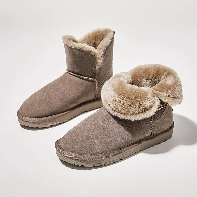 Winter New Women's Plush and Thick Buckle Fashion Comfortable Anti Slip Snow Boots