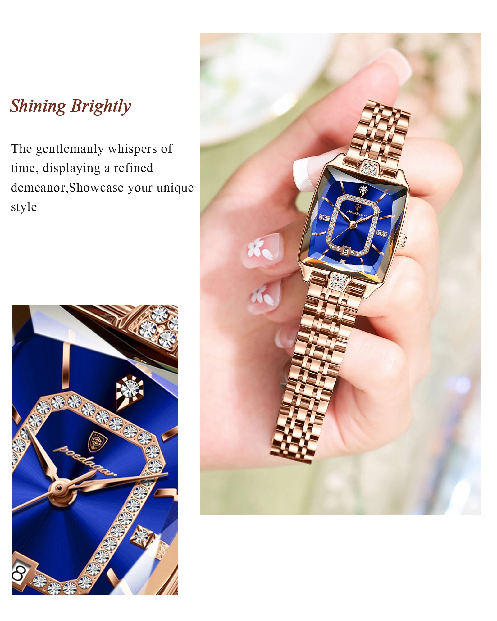 POEDAGAR Luxury Casual Ladies Watch Stainless Steel Waterproof Date Fashion Woman Wristwatch High Quality Quartz Women's Watches