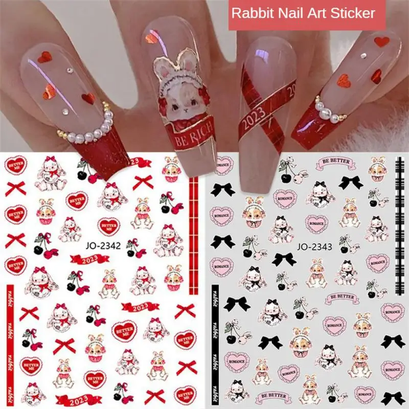 

Bunny Nail Art Stickers Cute Cartoon Rabbit Sliders Spring Flowers Butterfly Stickers for Nails Manicure Nail Art Decoration