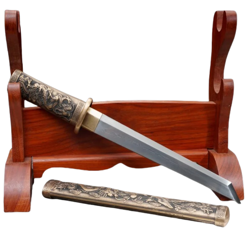 Longquan City Sword Tang Knife Tang Horizontal Knife Short Knife Forging Small Tang Knife Collectibles Crafts Cold Weapons