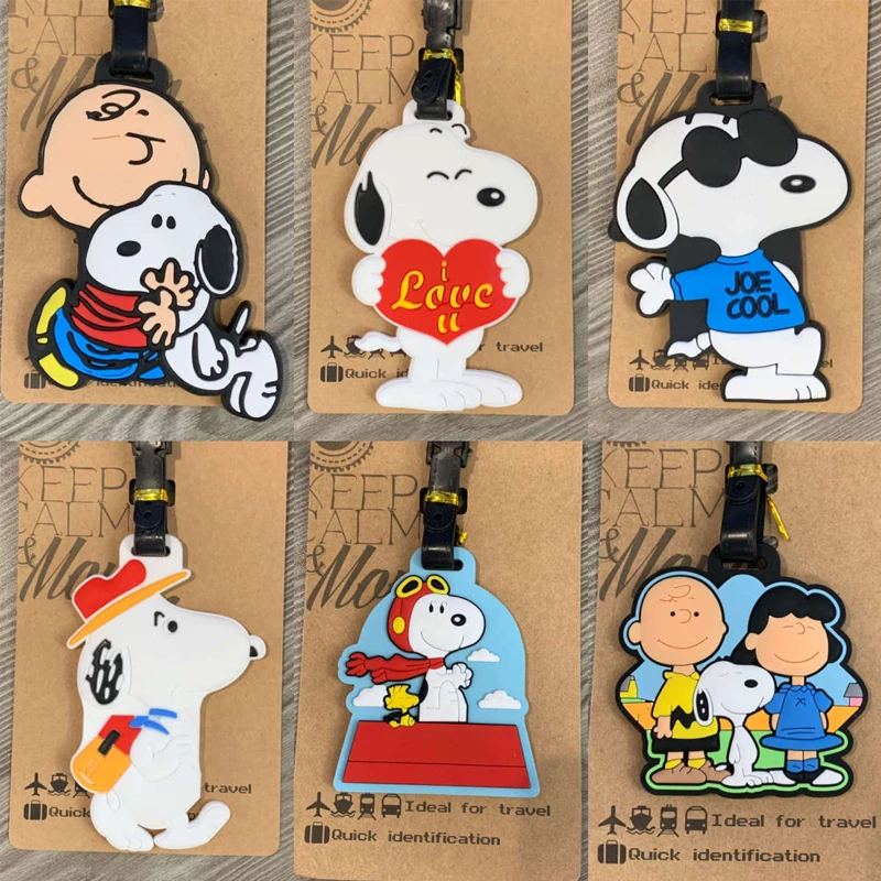 

Бирка для багажа Snoopy, бирка для багажа с мультяшным рисунком для девочки, для путешествий, список багажа, портативная бирка для багажа Чарли для студентов, милая бирка для багажа, оптовая продажа