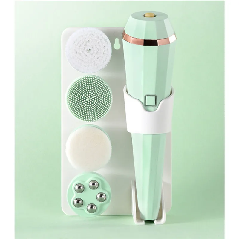 

4 in 1 Electric Face Deep Cleansing Brush Facial Skin Spa Cleaner Rechargeable Face Wash Machine Massager Cleaner with 4 Heads