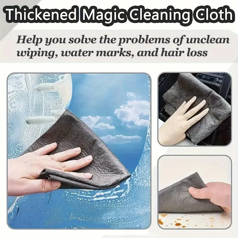 Reusable Microfiber Magic Cloth - Thick No-Scratch Fabric for Streak-Free Cleaning of Mirrors & Glasses, Durable & Washable