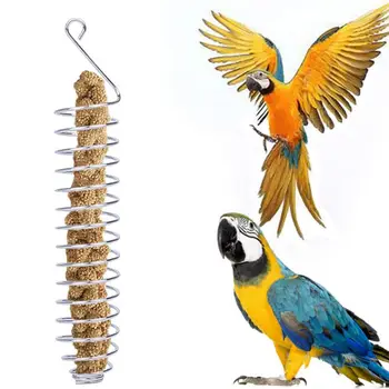 Stainless Steel Parrot Feeder Fruits Vegeteable Basket Cotaniner Holder Feeding Device Bird Cage Foraging Toy for Parakeet
