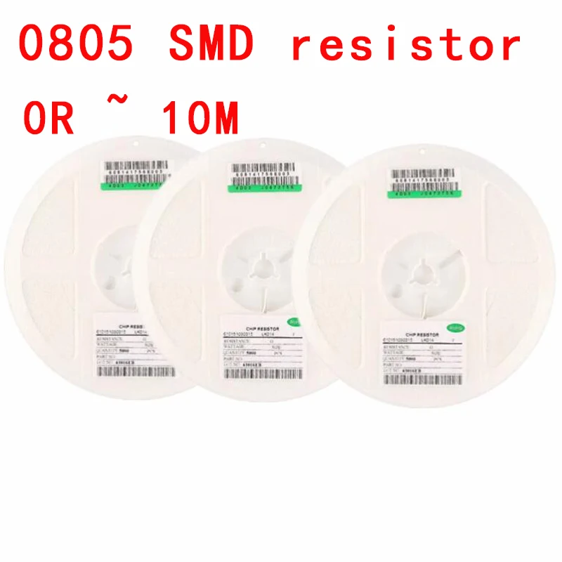100pcs 1% 0805 SMD resistor 0R ~ 10M 1/8W 0 0.1 1 10 100 150 220 330 ohm 1K 2.2K 4.7K 10K 100K 1R 10R 100R 150R 220R 330R 1M 10M