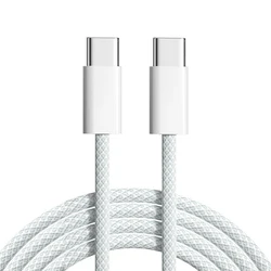 60W Type C to Type C Fast Charging Weaving Cable - Colorful and Durable Design - 2m (WHITE)