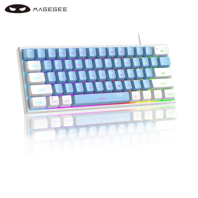 MageGee Mini 60% Gaming Keyboard, RGB Backlit 61 Key Ultra-Compact Keyboard, TS91 Ergonomic Waterproof Mechanical Feeling Office 8